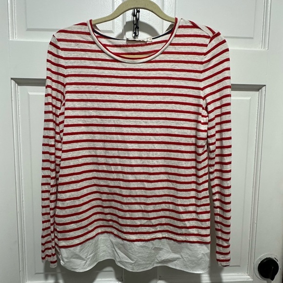 Tory Burch striped linen jerset tshirt red&white size Medium - Picture 3 of 5